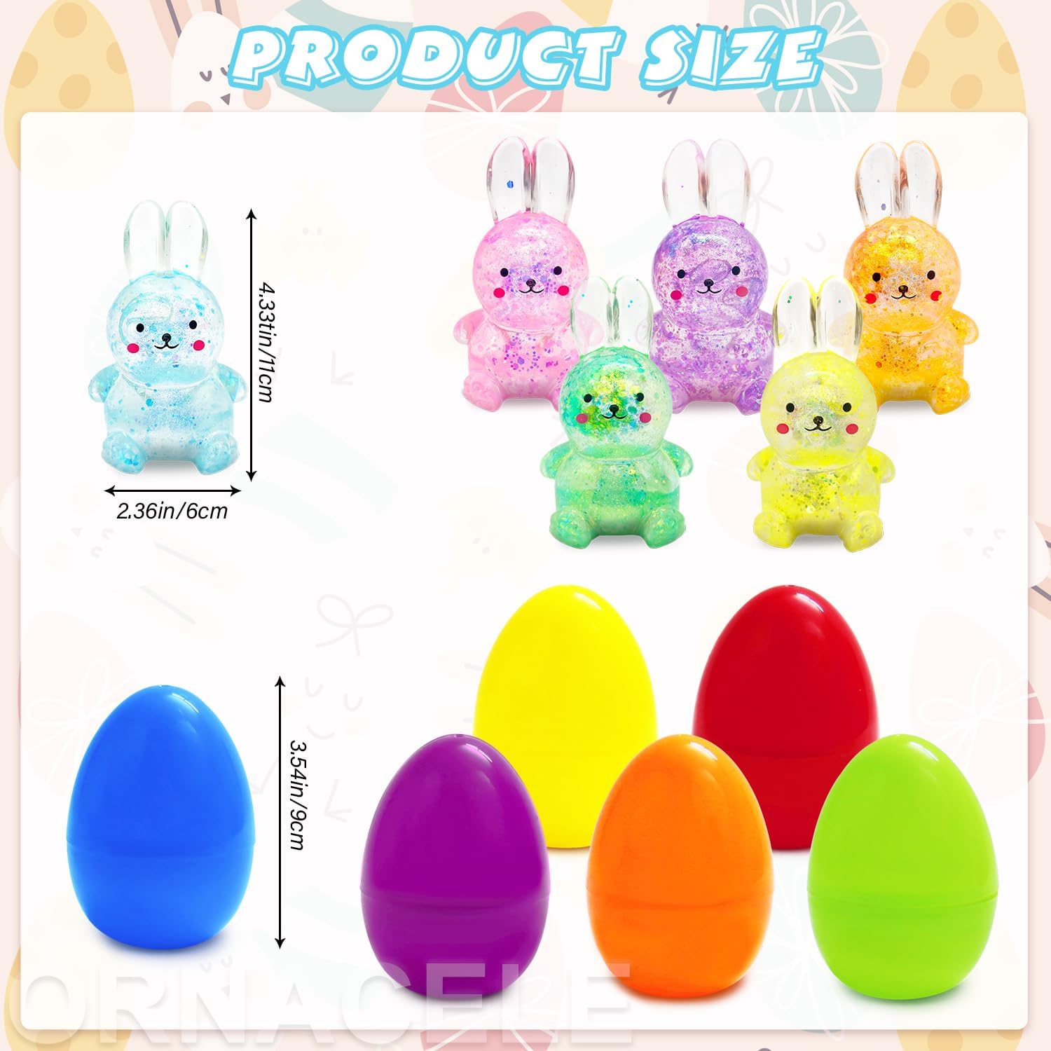 6PCS Easter Marble Eggs with Fidget Bunny for Easter Theme Party Favors, Supplies for Easter Egg Hunt, Basket Stuffers/Fillers, Classroom Prize Supplies Toddler Boys Girls - Image 2