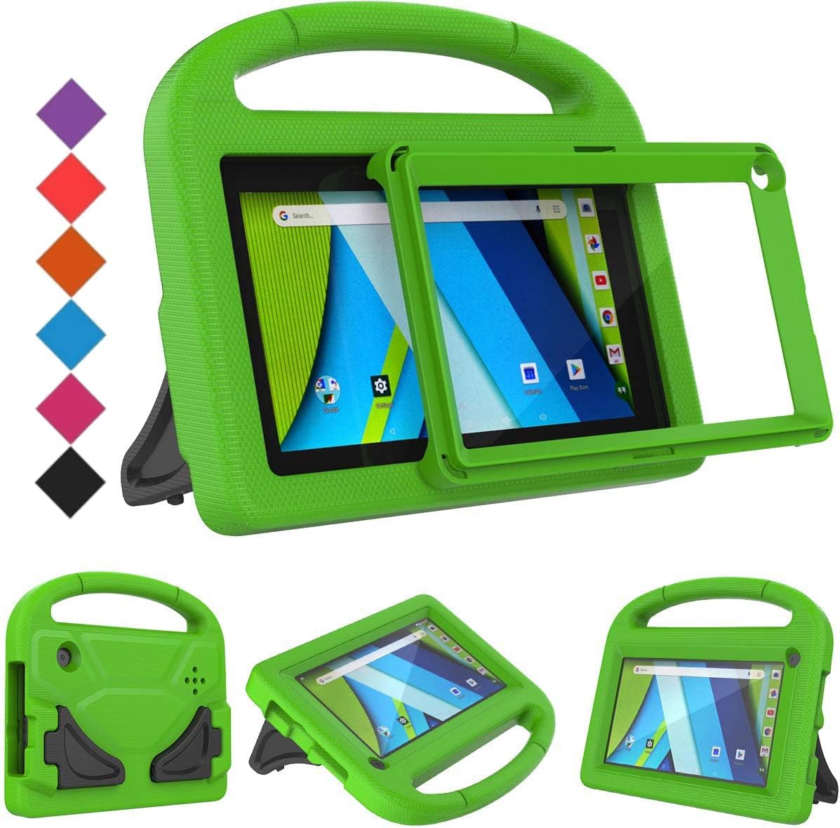 BMOUO Kids Case for RCA Voyager 7 Tablet, RCA Voyager 7 inch Tablet Case with Screen Protector, Shockproof Light Weight Stand Kids Case for RCA Voyager I II III 7 inch Tablet, Green