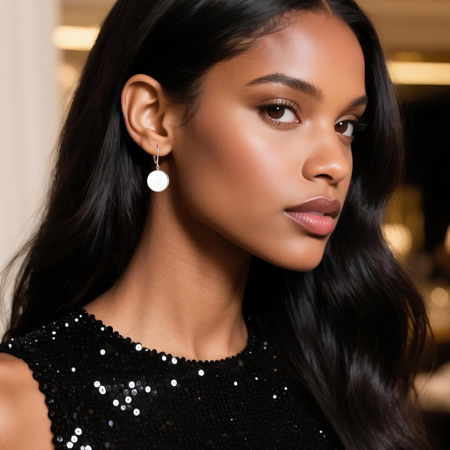 925 Sterling Silver Disc Dangle Earrings for Women Flat Hypoallergenic Drop Earrings Classic Coin Leverback Earrings for Women Jewelry Gifts - Image 5