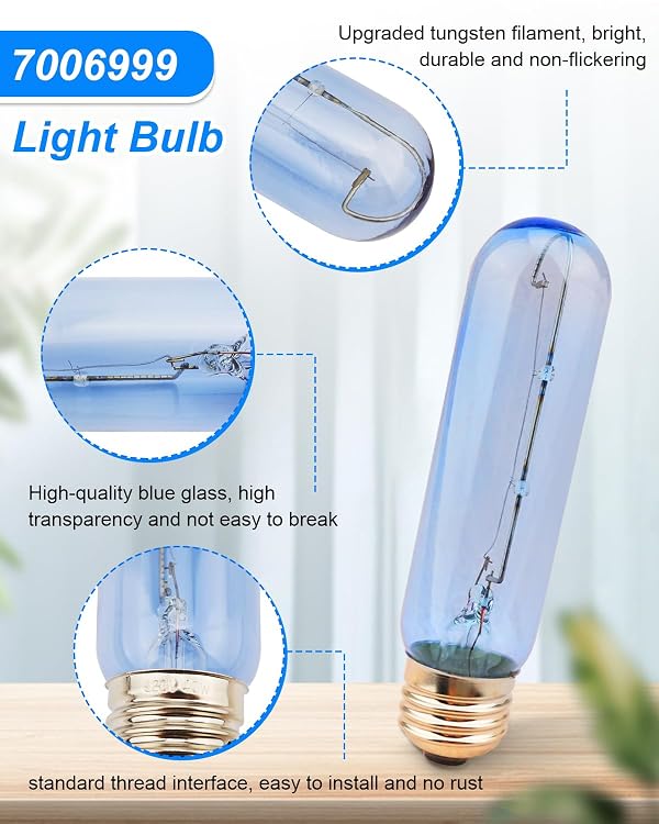 ULXIOM 4 Pack 7006999 Lamp Blue Glass Bulb Light Replacement Fit for Sub-Zero Refrigerator Subzero Freezer, E26 40W, Replace 3030040 by ULXIOM - Used condition - Image 5