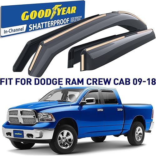 Miniatura 2 de Goodyear Shatterproof in-Channel Window Deflectors for Trucks Dodge RAM 2009-2018 Crew Cab 1500 2500 3500 Rain Guards Window Visors for Cars Vent
