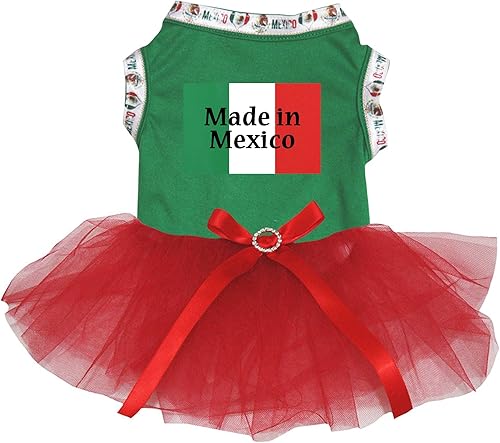 Miniatura 4 de Petitebella Vestido para perro cachorro con la bandera de Made in Mexico (XS, rojo)