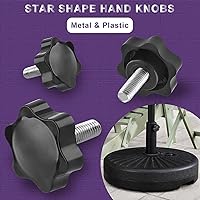 Vista 5 de 6 Piezas de Pomo de Estrella Roscado de M4 x 20mm, Manija de Perilla de Sujeción en Forma de Hexágono de Plástico para Reemplazo de Base de Paraguas