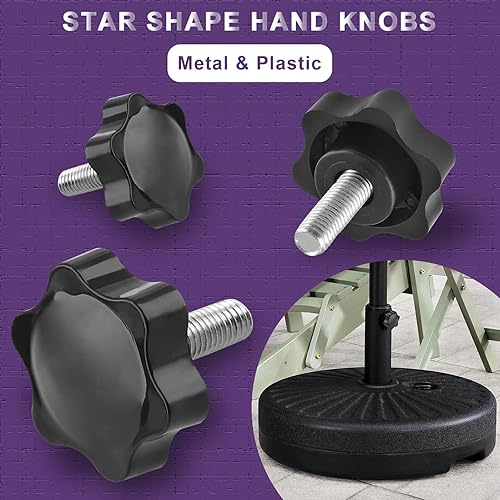 Miniatura 11 de Pomo de estrella de rosca M8 x 1.575 in, 4 unidades, mango de sujeción hexagonal de plástico, tornillo de apriete manual para reemplazo de base