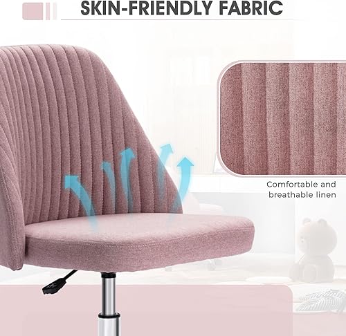 Miniatura 2 de Silla de oficina en casa – Silla de escritorio para computadora sin brazos, ajustable, bonita y moderna silla rodante con soporte lumbar para