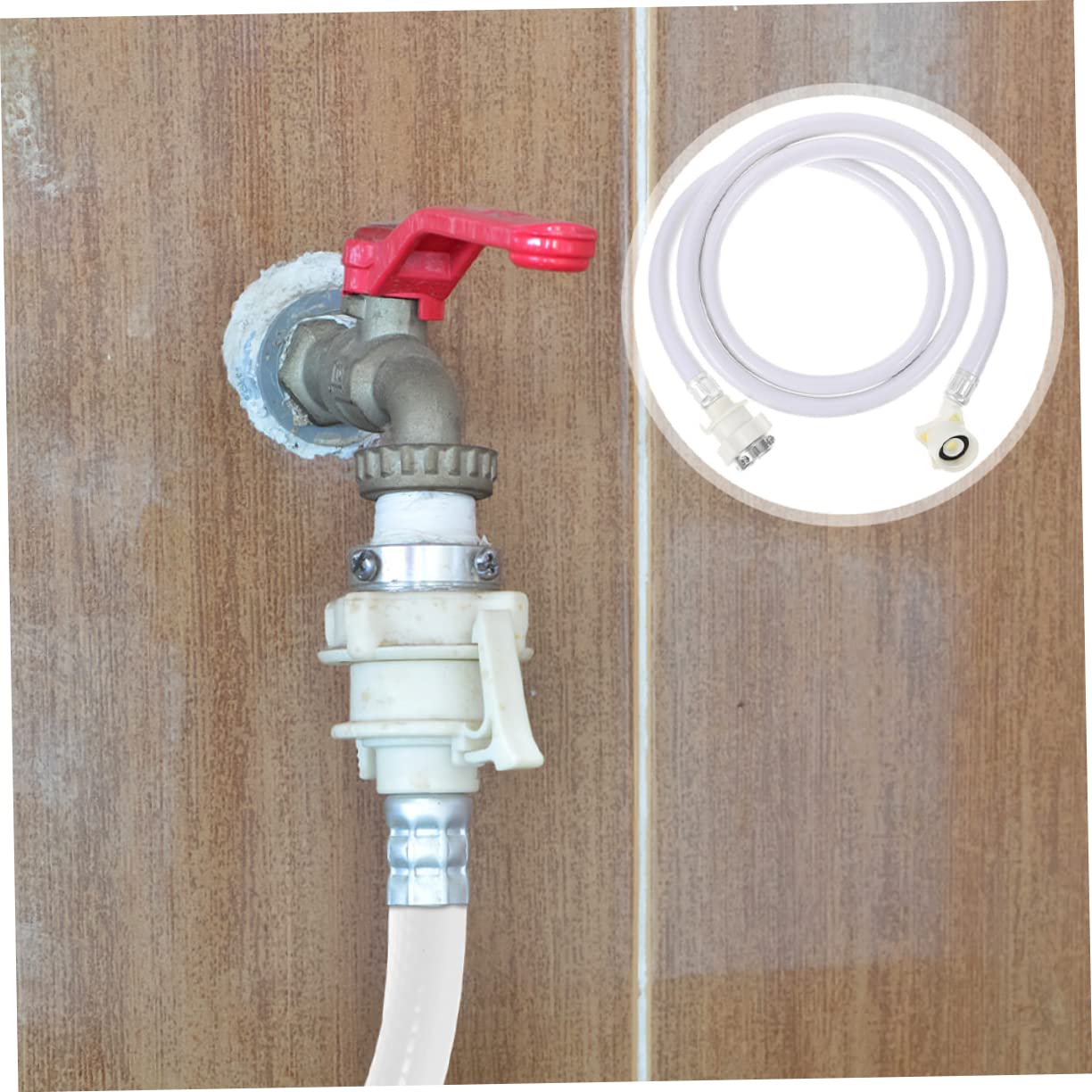 Mikikit Waschmaschinen und Wasserzulaufschlauch Waschmaschine 2 Pvc Stück Edelstahl 2m Flexibel Dicht Anschluss