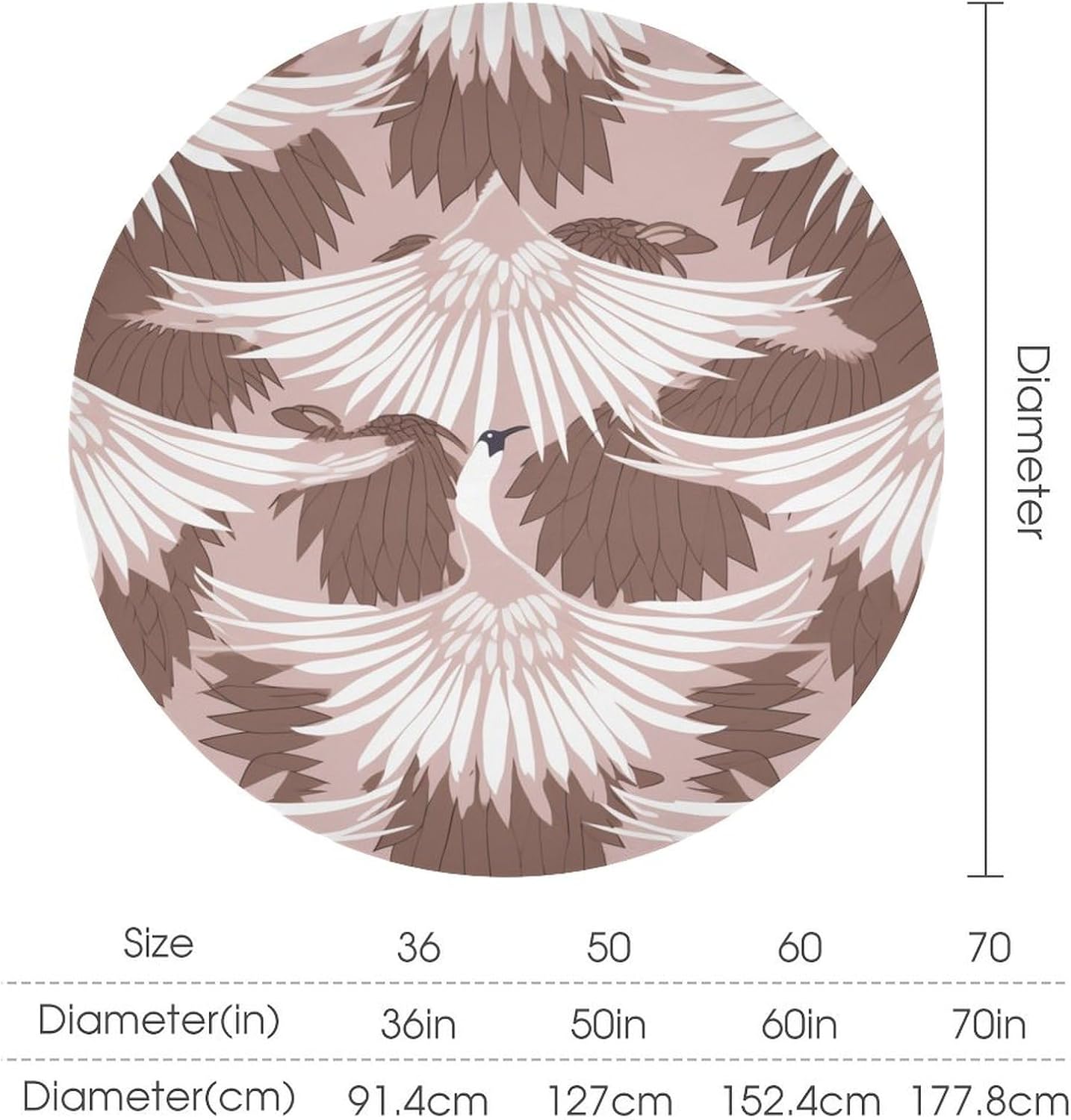 Cheyan 70x70in Table Decoration Table Covers Blush Pink White Print Tablecloth for Round Table Stain Resistant Table Cloths for Cafe Coffee Table Picnic Patio Indoor Outdoor Use, Style-16