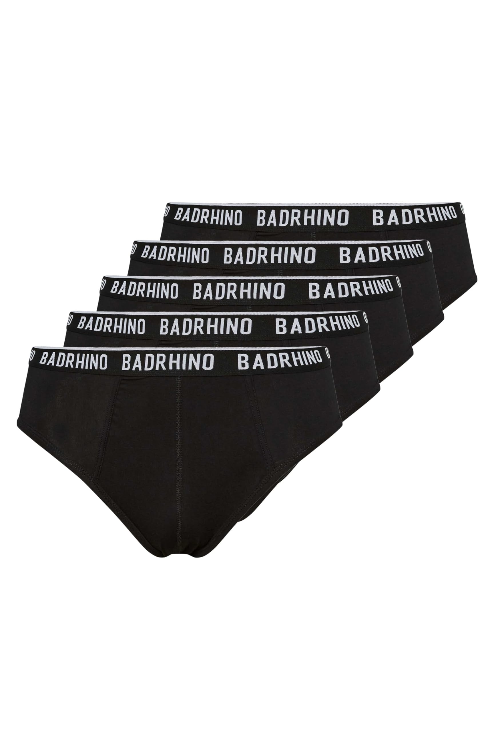 Badrhino Men's Black Big & Tall 5 Pack Briefs - Plus Size Curve