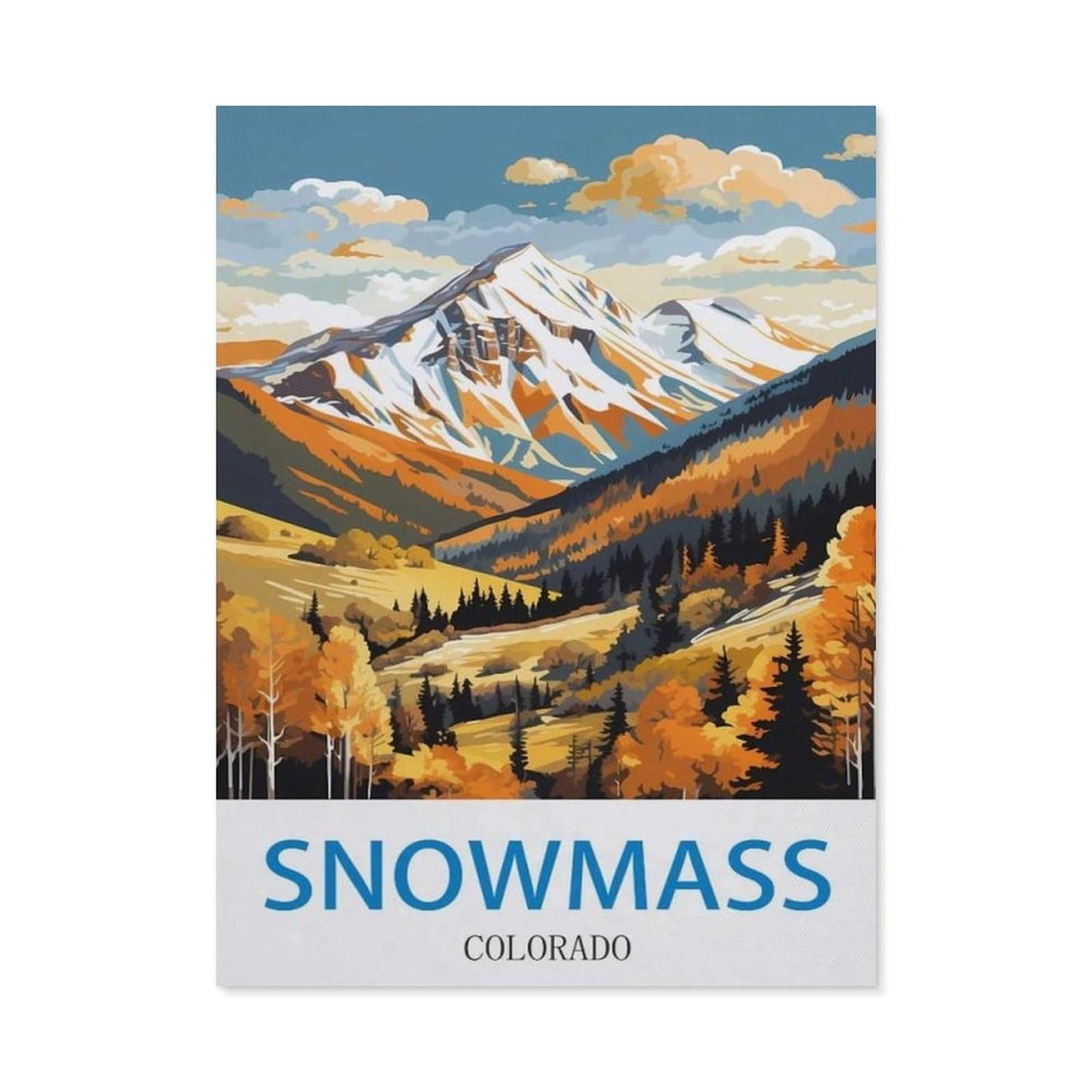 BEAYODKP DIY 5D Diamond Painting，Snowmass Colorado，Round Diamond, Used for Room Decoration（50 x 60 cm/19.68 x 23.62 inches）-CL53