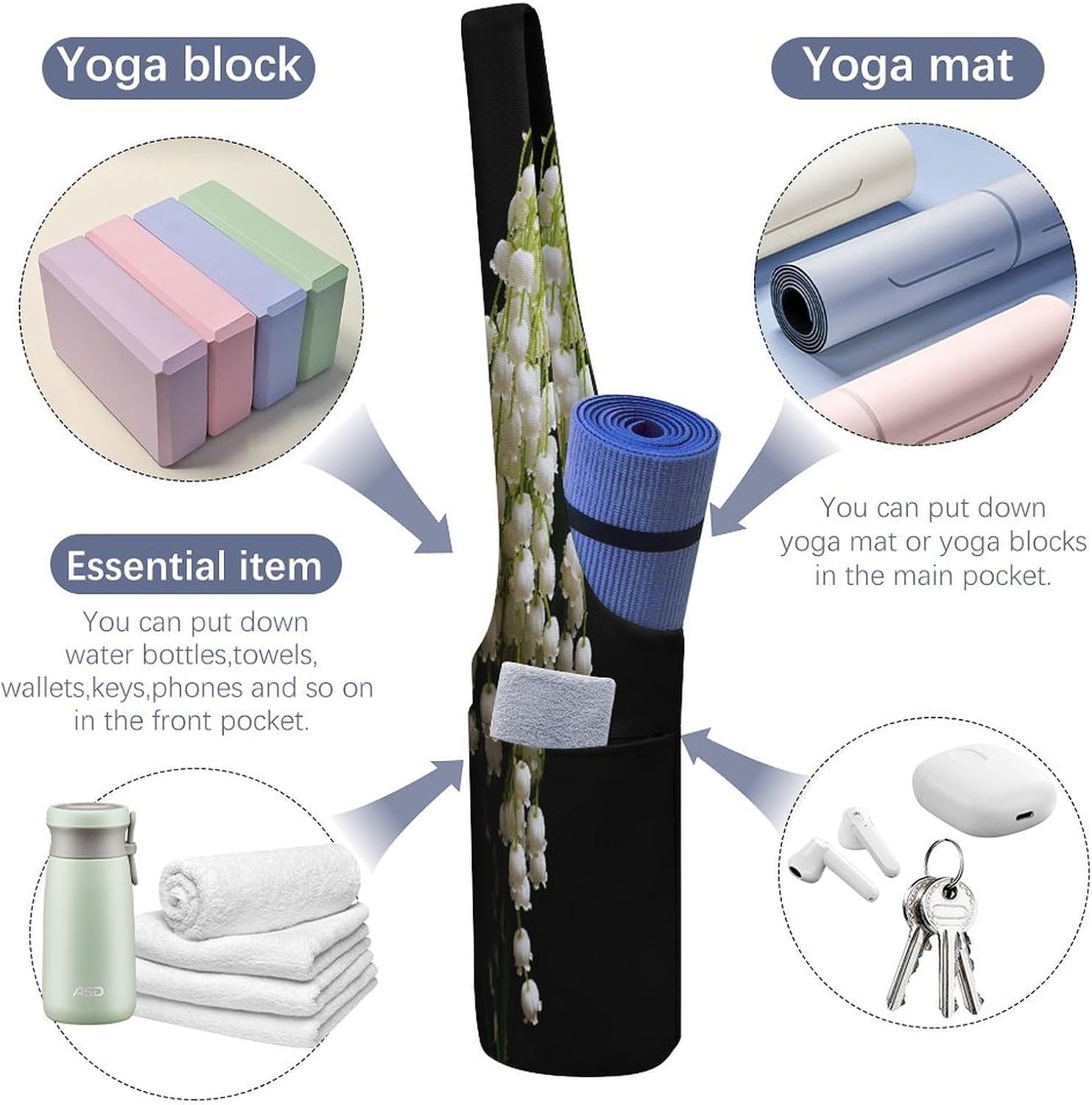 Some Lilies of The Valley Canvas Yoga Mat Bag Yoga Mat Carrier image 5