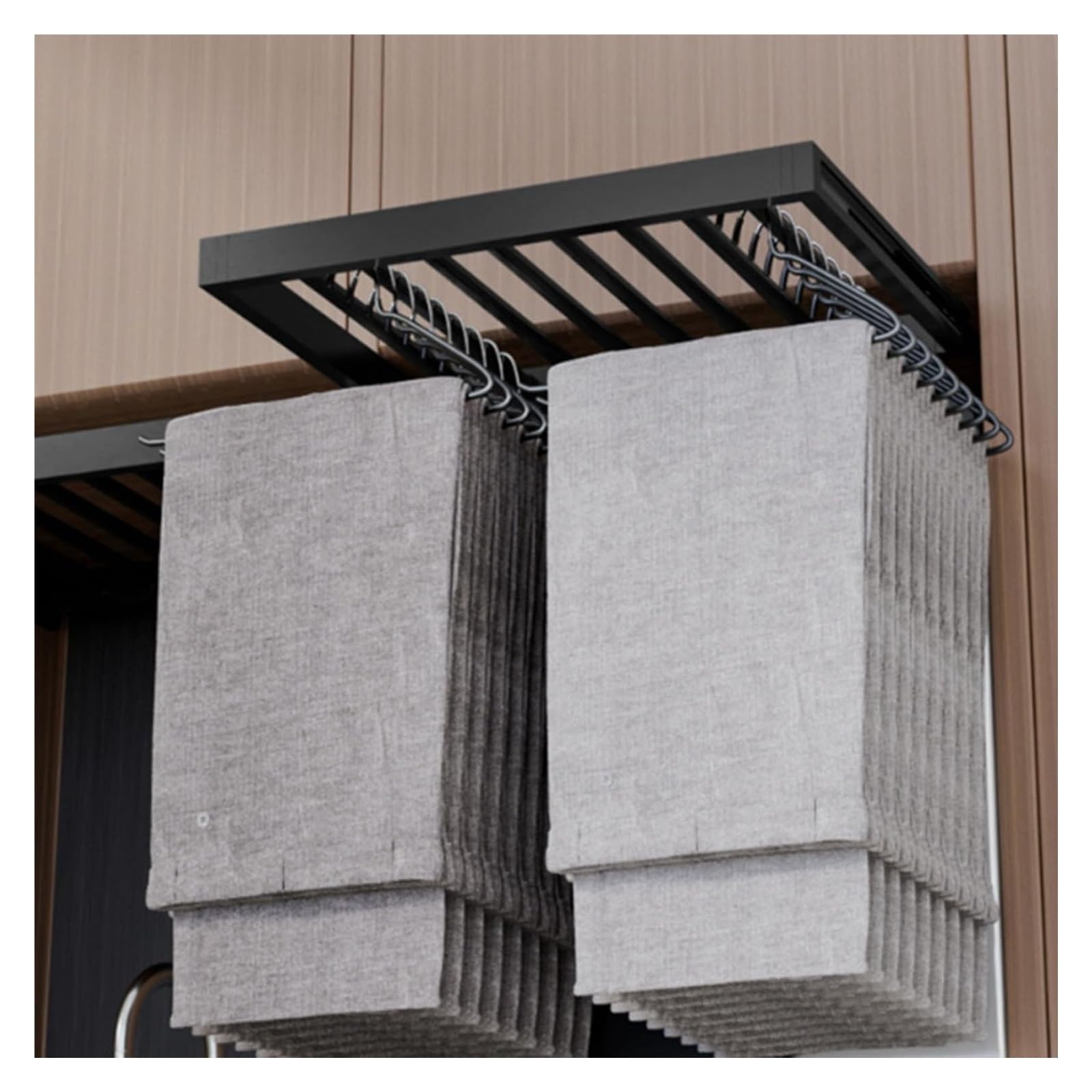 Ptrecniok Pull Out Drying Rack， Pull Out Extendable Trousers Rack 44-54cm Depth(Depth: 44cm (17.32 inches))