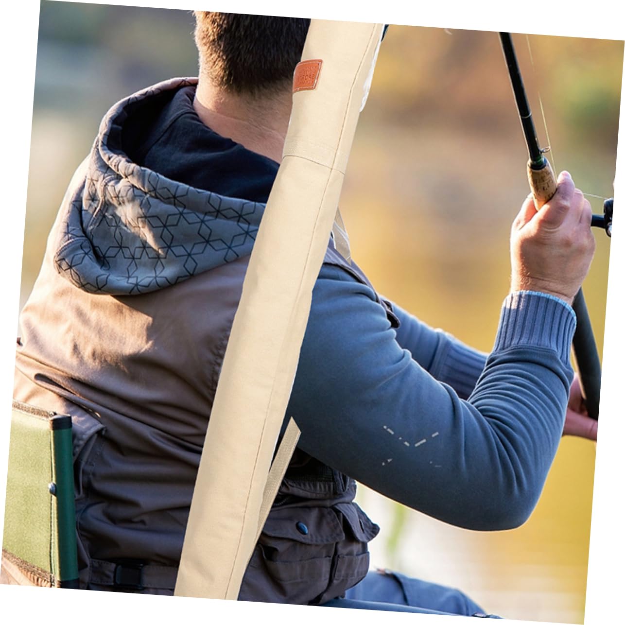 TOYANDONA Faltbare Angeltasche Oxford und Canvas Material Verstellbare für Mehrere Angelruten Strapazierfähig für Angelfreunde