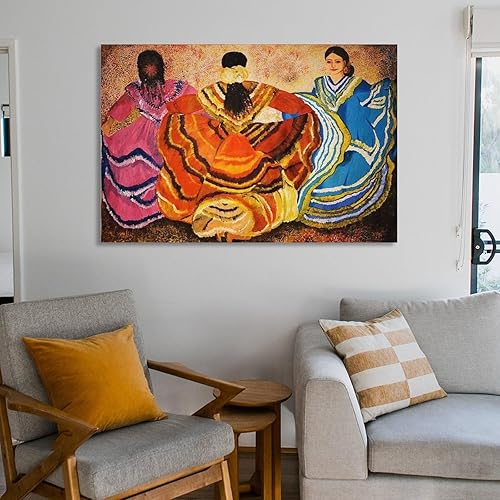 Miniatura 6 de AAHARYA Lienzo artístico mexicano, arte nativo americano, pintura en lienzo, póster de arte de pared para dormitorio, sala de estar, decoración de