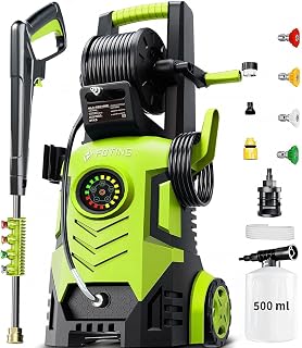 5000 PSI Pressure Washer, Adj-8-Level Touch Screen, 34" Tall Power Washer 3.6 GPM, 4 Quick Connect Nozzle&500ml Foam Cannon&Inlet Hose&Filter, High Pressure Washer for Cars/Fence/Patio/Driveway, Green