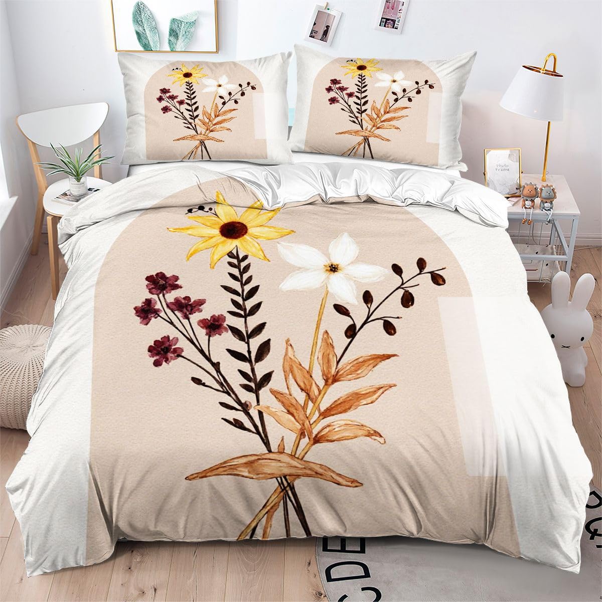 Parure de lit fille fleurie en microfibre douce pour décorer une chambre ado