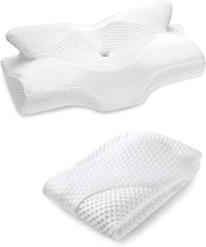 Elviros Cervical Memory Foam Pillowcase, No Filler, White