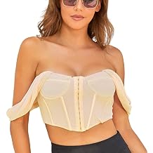 EverLove Corset Crop Tops For Women Fashion Night Out Mesh Off Shoulder Overbust Bustier Camis