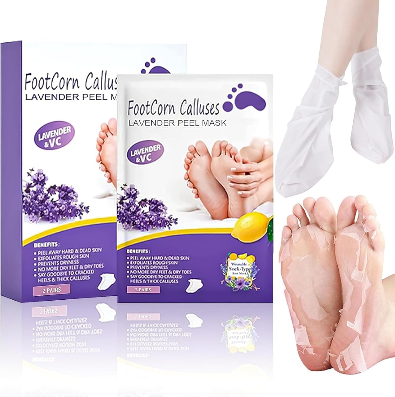 BELLOX Foot Peel Mask for Women & Men | Peeling & Exfoliating Foot Mask for Dry Cracked Feet, Removes Dead Skin & Calluses, Hydrates & Smooths Cracked Heels (Lavenders, Pack of 2) BELLOX Foot Peel Mask for Women & Men | Peeling & Exfoliating Foot Mask for Dry Cracked Feet, Removes Dead Skin & Calluses, Hydrates & Smooths Cracked Heels (Lavenders, Pack of 2)