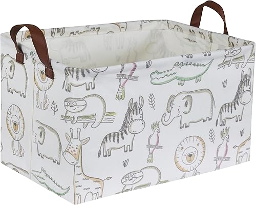 Cesta rectangular de almacenamiento para bebé, cesta para niños con asas, contenedor de almacenamiento de animales para decoración de habitación de