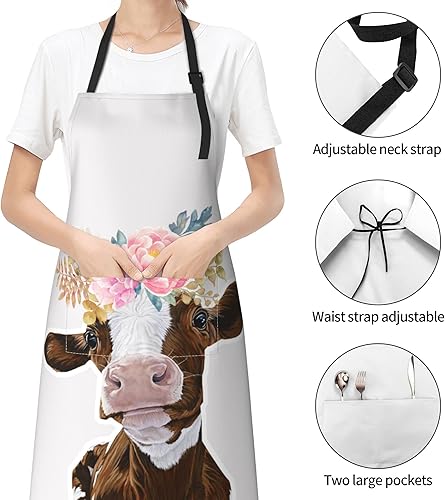 Miniatura 5 de Delantal de cocina de chef impermeable con bolsillos para adultos, delantales de cocina para barbacoa, regalos personalizados para hornear