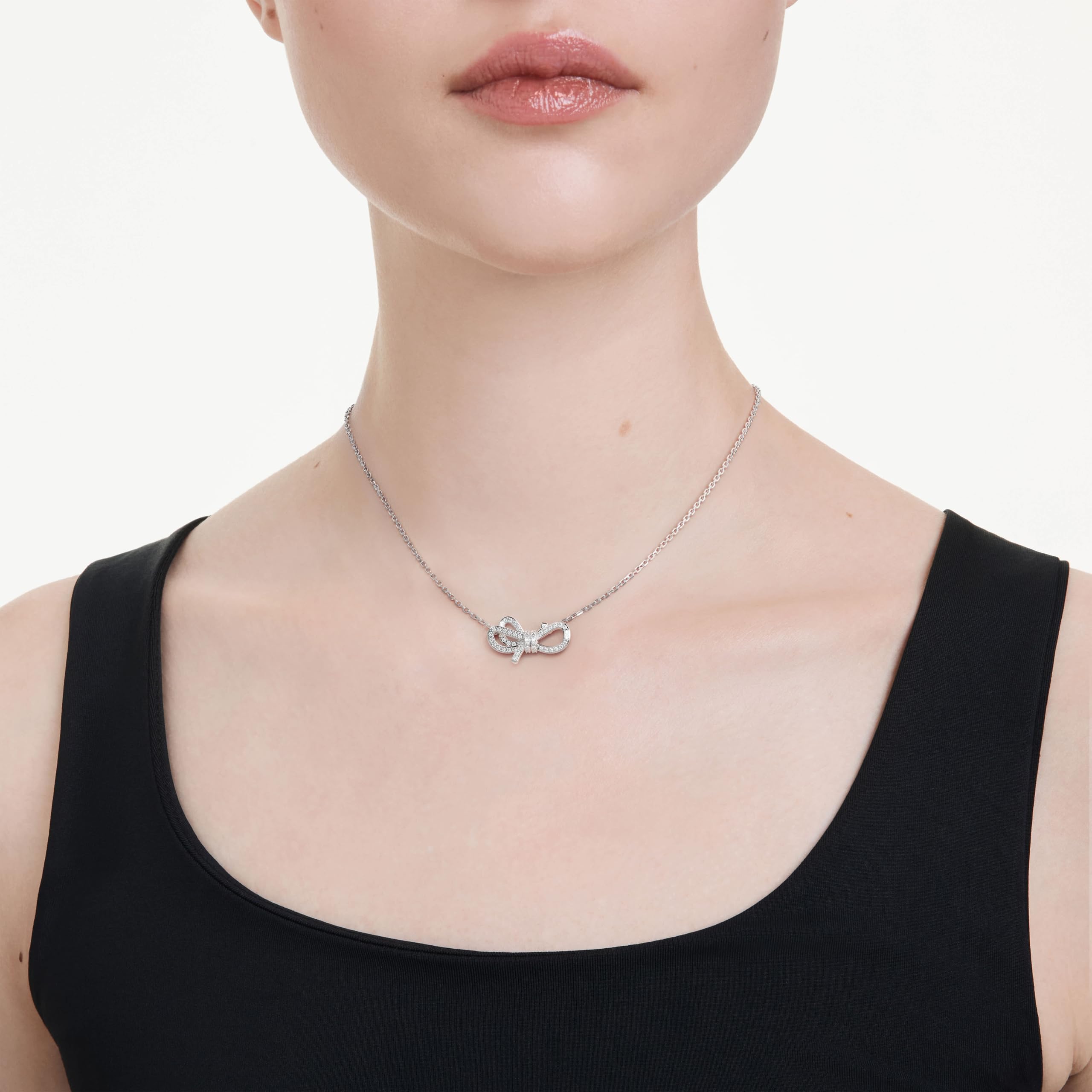 Swarovski Lifelong Collezione, Pavé, Fiocco, Bianco, Placcato rodio