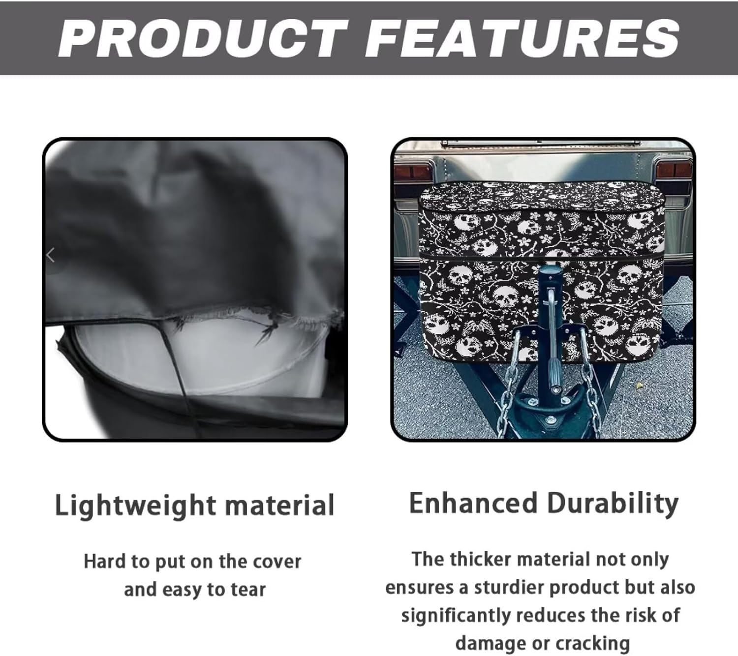 Pensura Skull Print RV Propane Tank Cover, Snow Proof Propane Gas Tank Cover for Dual 40lb Tanks Heavy Duty Trailer Travel Accessories Protect Propan Tanks in Camping