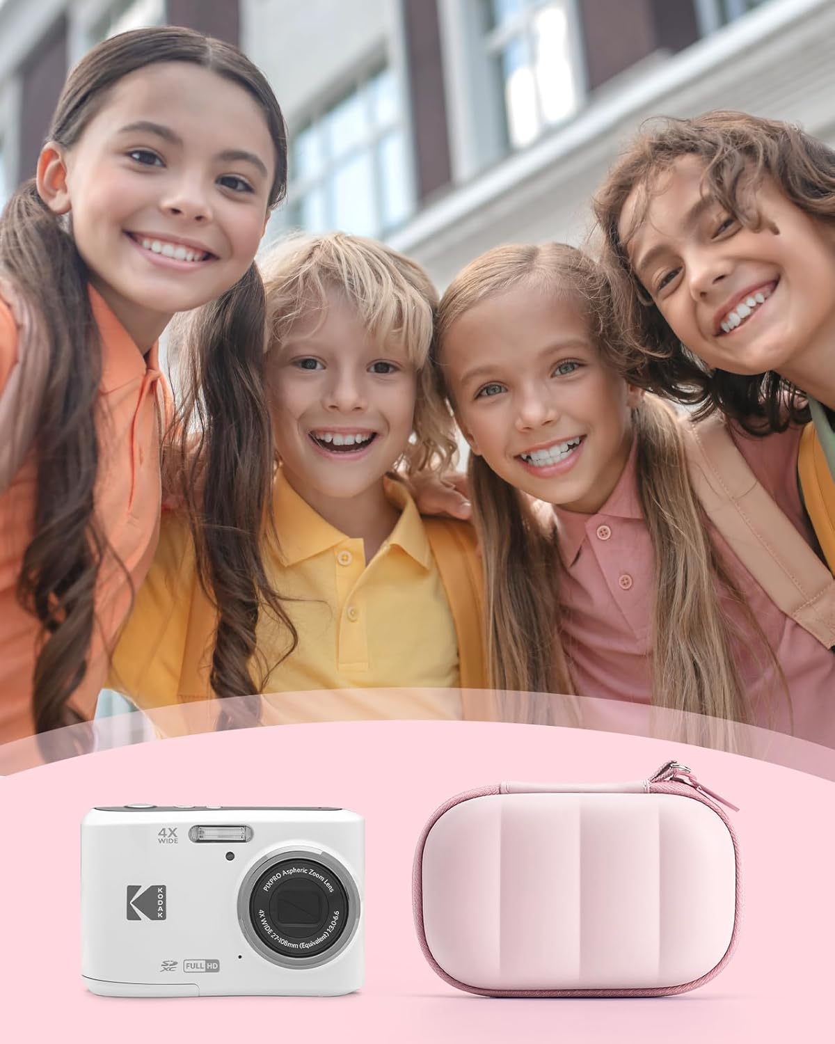 Digital Camera Case Compatible with CAMKORY DC403/ KODAK PIXPRO FZ55/ FZ45/ STUOGYUM DC402-AF, Small Hard Shell Bag with SD Card Storage for Travel (Pink) - Image 5