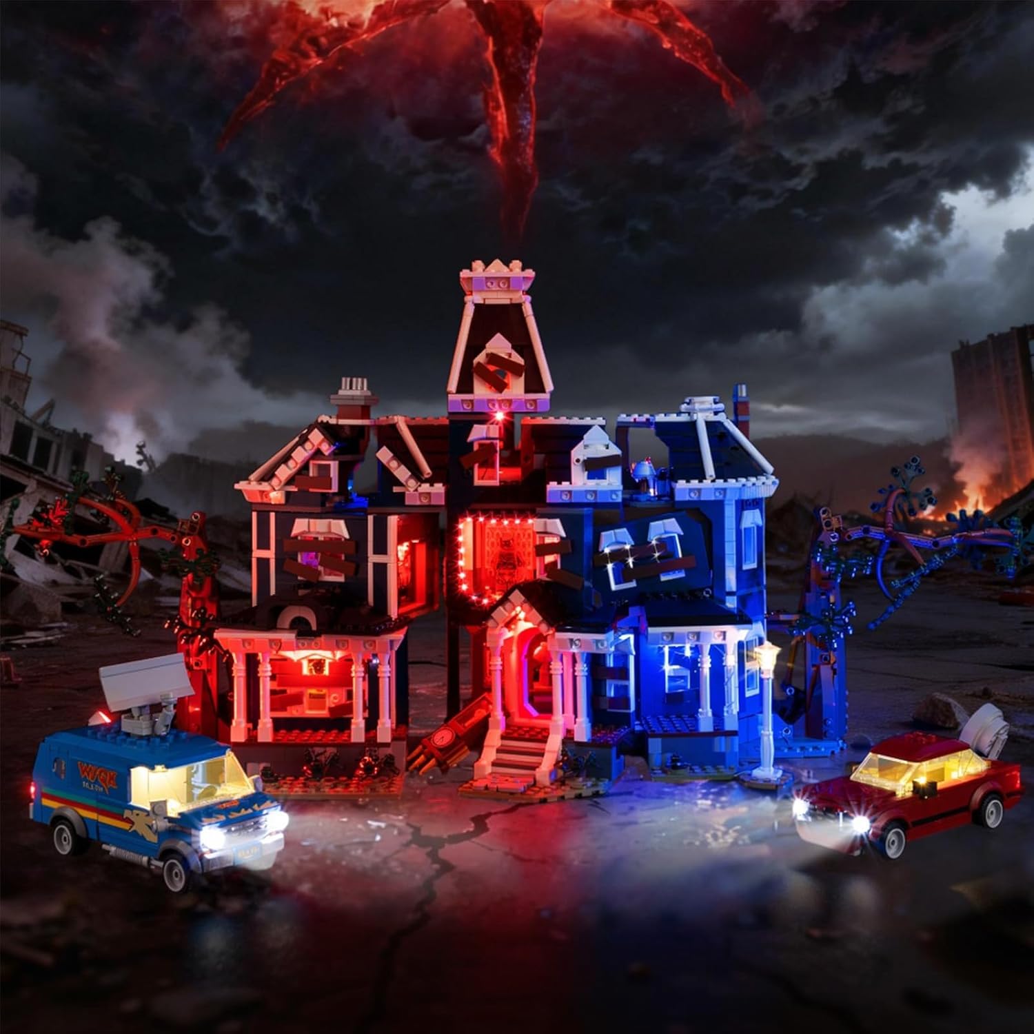 Kyglaring Light Kit Compatible with Lego Stranger Things Creel House 11370 Building Set - Immersive Red & Blue Horror Theme, Dual-World Aesthetic Lighting (Model Not Included)