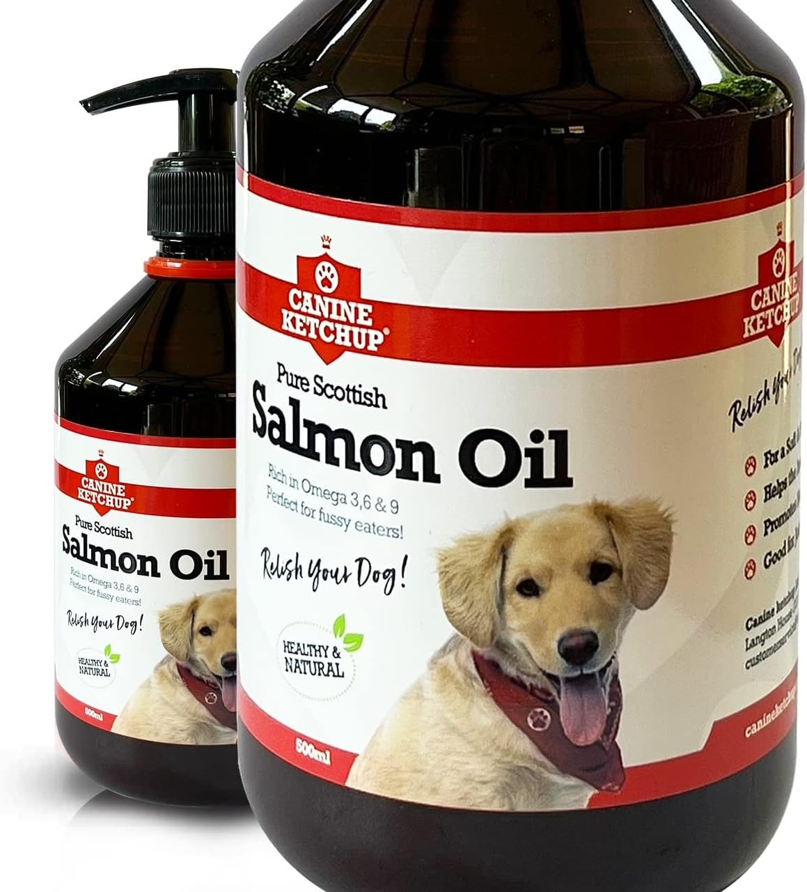 Canine Ketchup® 500ml Pure Scottish Salmon Oil For Your Dog 100
