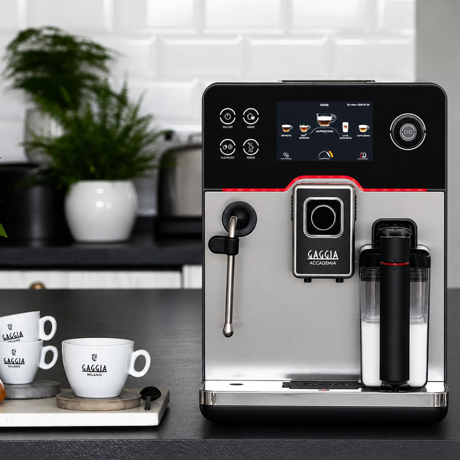 Gaggia Accademia One Touch - Máquina de café totalmente automática de grano a taza, cafetera de capuchino y espresso con 19 recetas de un solo toque (acero inoxidable)