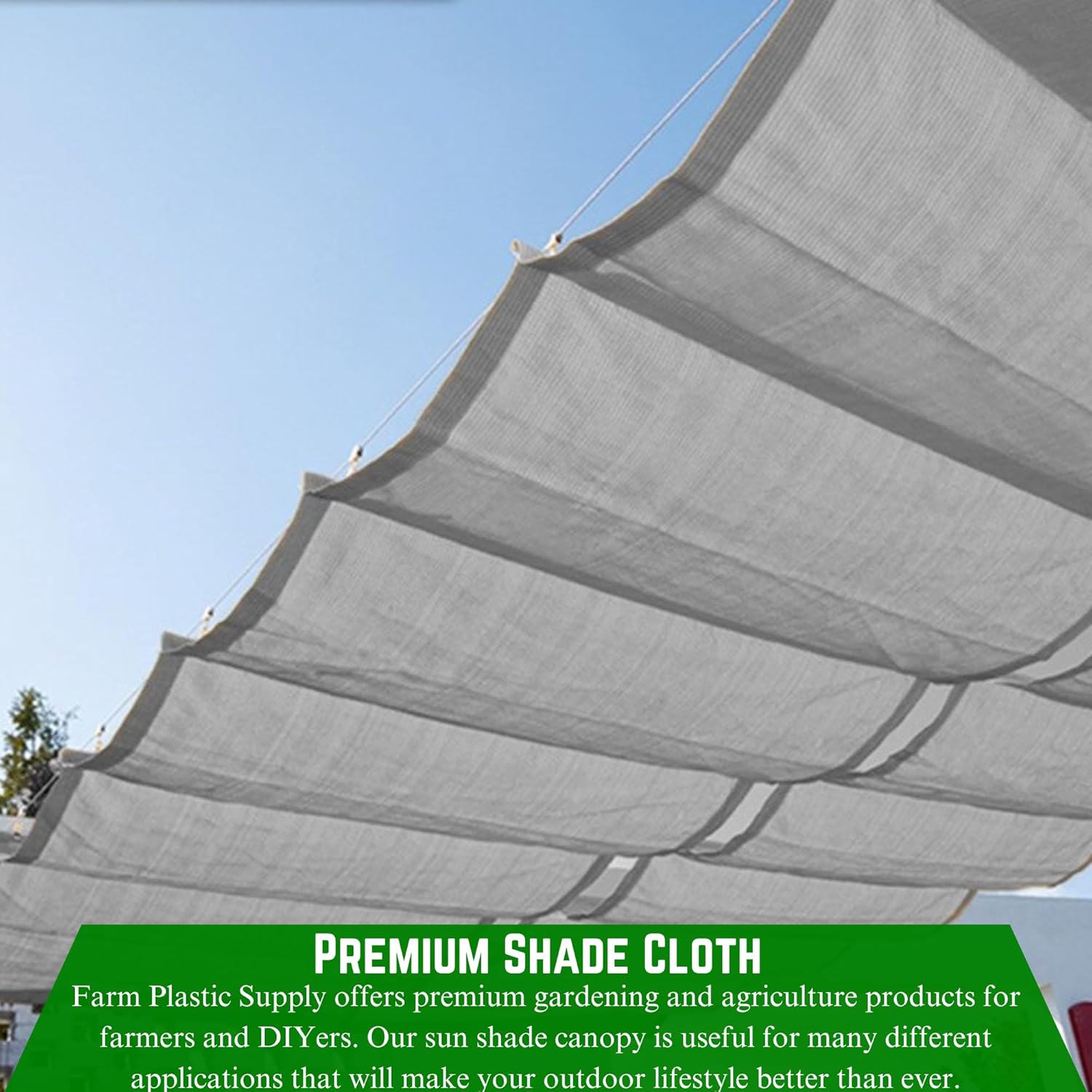 Farm Plastic Supply - Gray Shade Cloth - 75% - Mesh Fabric for Fence Privacy Screen, Garden Shade, Mesh Fence Screening, Shade Cloth Rolls, Wind Screen (12' x 10')