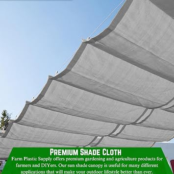 Farm Plastic Supply - Gray Shade Cloth - 75% - Mesh Fabric for Fence Privacy Screen, Garden Shade, Mesh Fence Screening, Shade Cloth Rolls, Wind Screen (12' x 10')