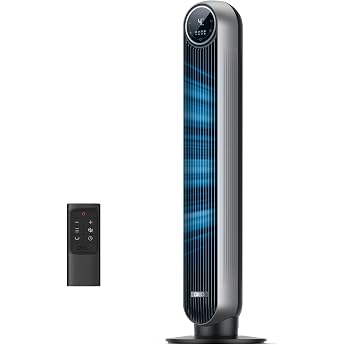 Dreo Electric Fan, Tower Fan, Quiet, Automatic Left/Right 90&deg; Oscillation, Powerful Airflow 7.6m/s, 4-Level Wind Volume, LED 