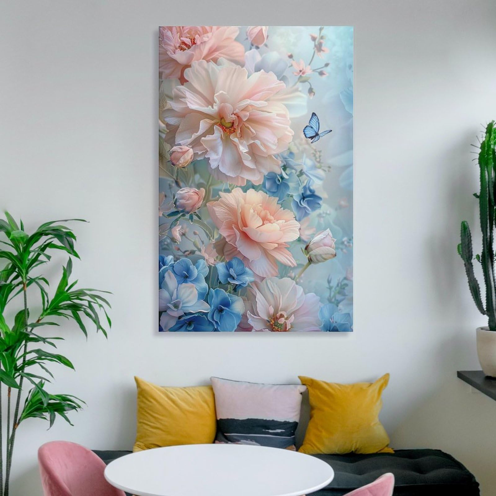 Amazon.co.jp: 絵画 咲き誇る花の間を蝶が舞うインテリア 絵画 魅力的 