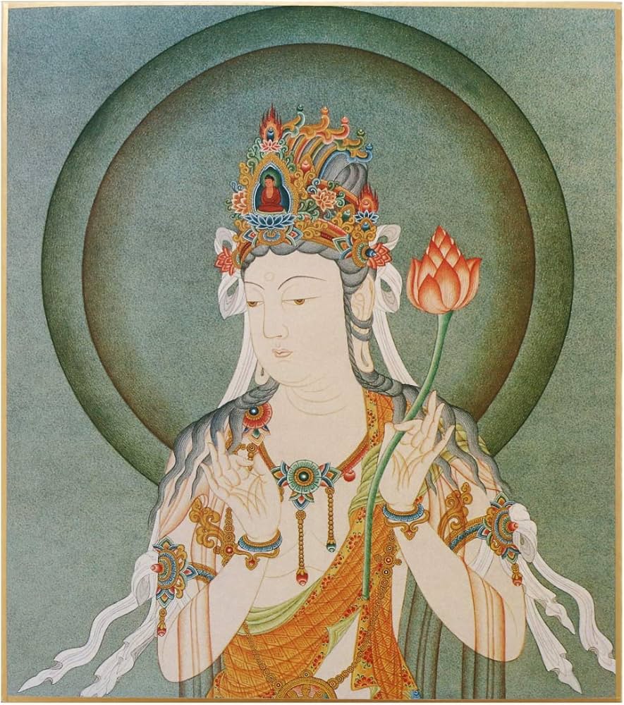 Amazon.co.jp: 仏画色紙 観音菩薩 法徳堂 縦27.2cm×横24.2cm K061