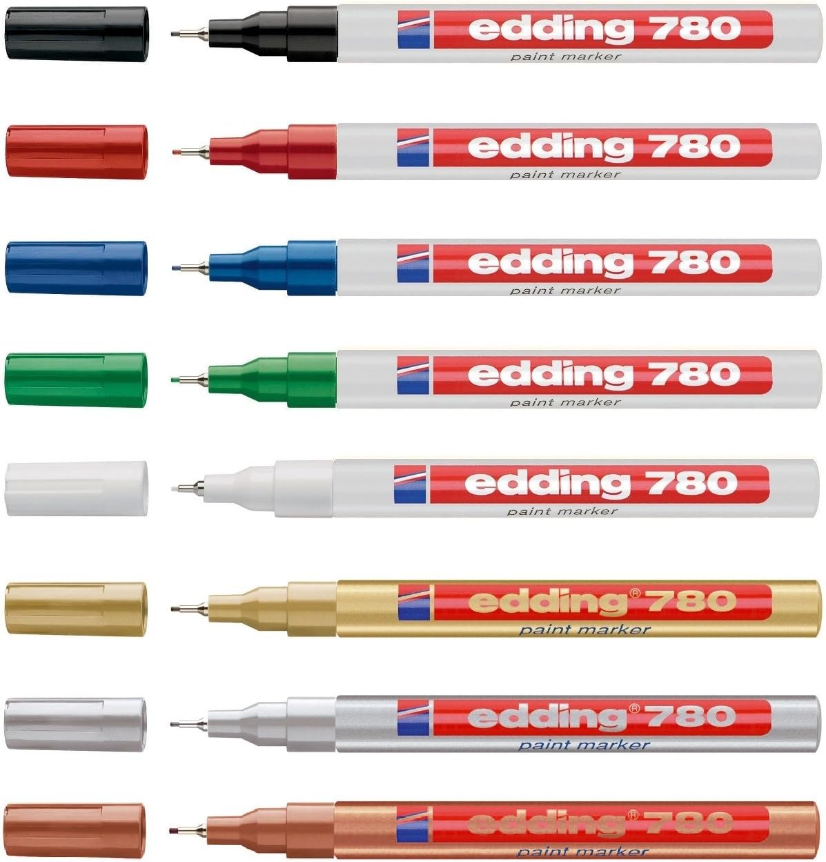 edding780 Fine Gloss Paint Marker 0.8 mm Economy Pack. 8 Colours to choose from, sortiert mit metallic, 8er Set