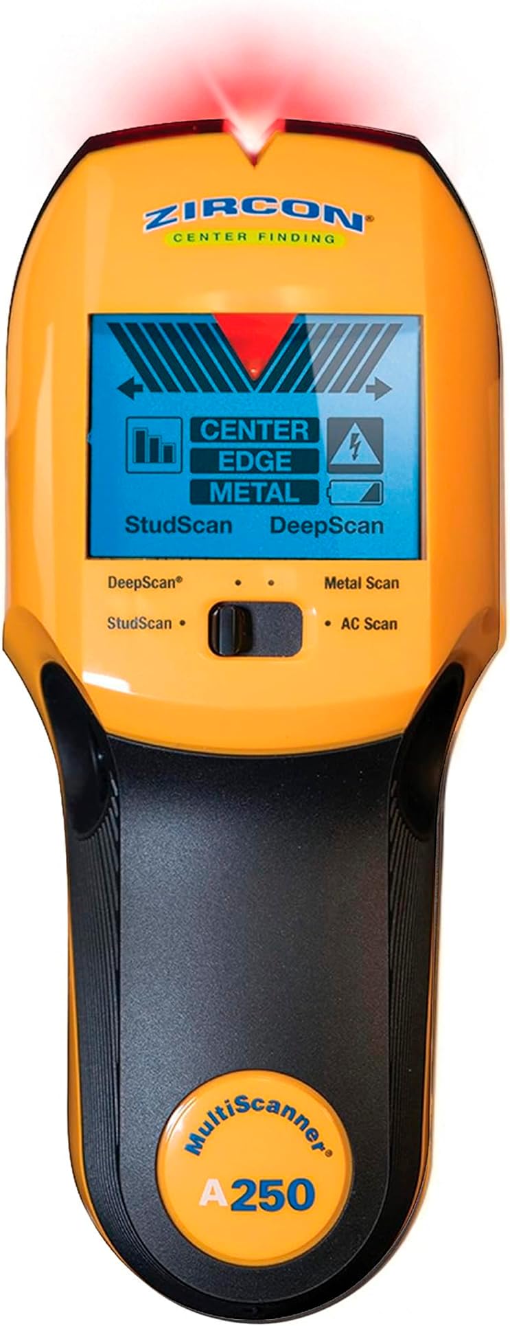 Zircon MultiScanner A250 Electronic Wall Scanner/Center Finding and Edge Finding Stud Finder/Metal Detector/Live AC Wire Detection and Scanning (72299)