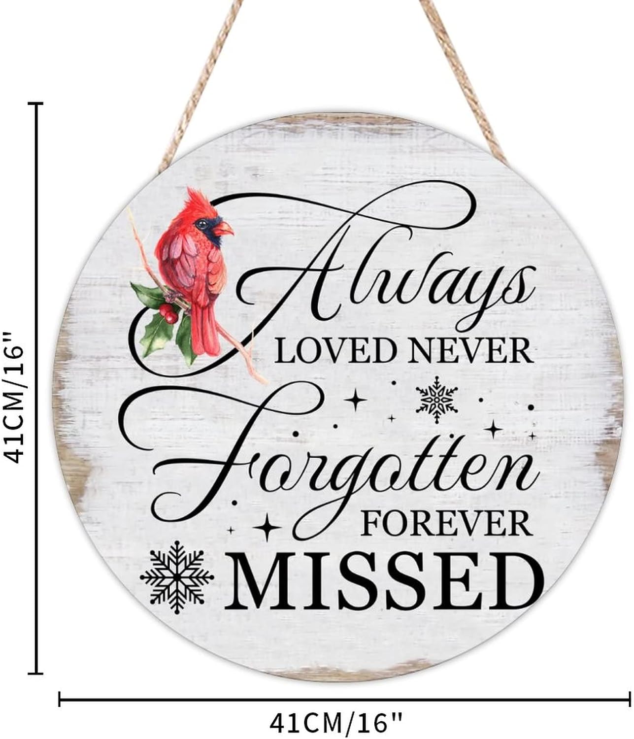 Proverbs Round Door Hanger Sign, Always Loved Never Forever Missed Wood Welcome Door Sign, Christmas 16x16in Welcome Wall Door Hanging Sign Decor for Front Porch Door