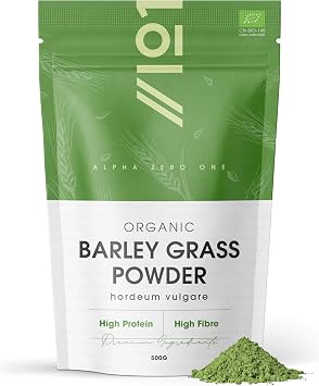 Organic Barley Grass Powder 500g - Rich in Amino Acids - Resealable and Recyclable Pouch - By Alpha01