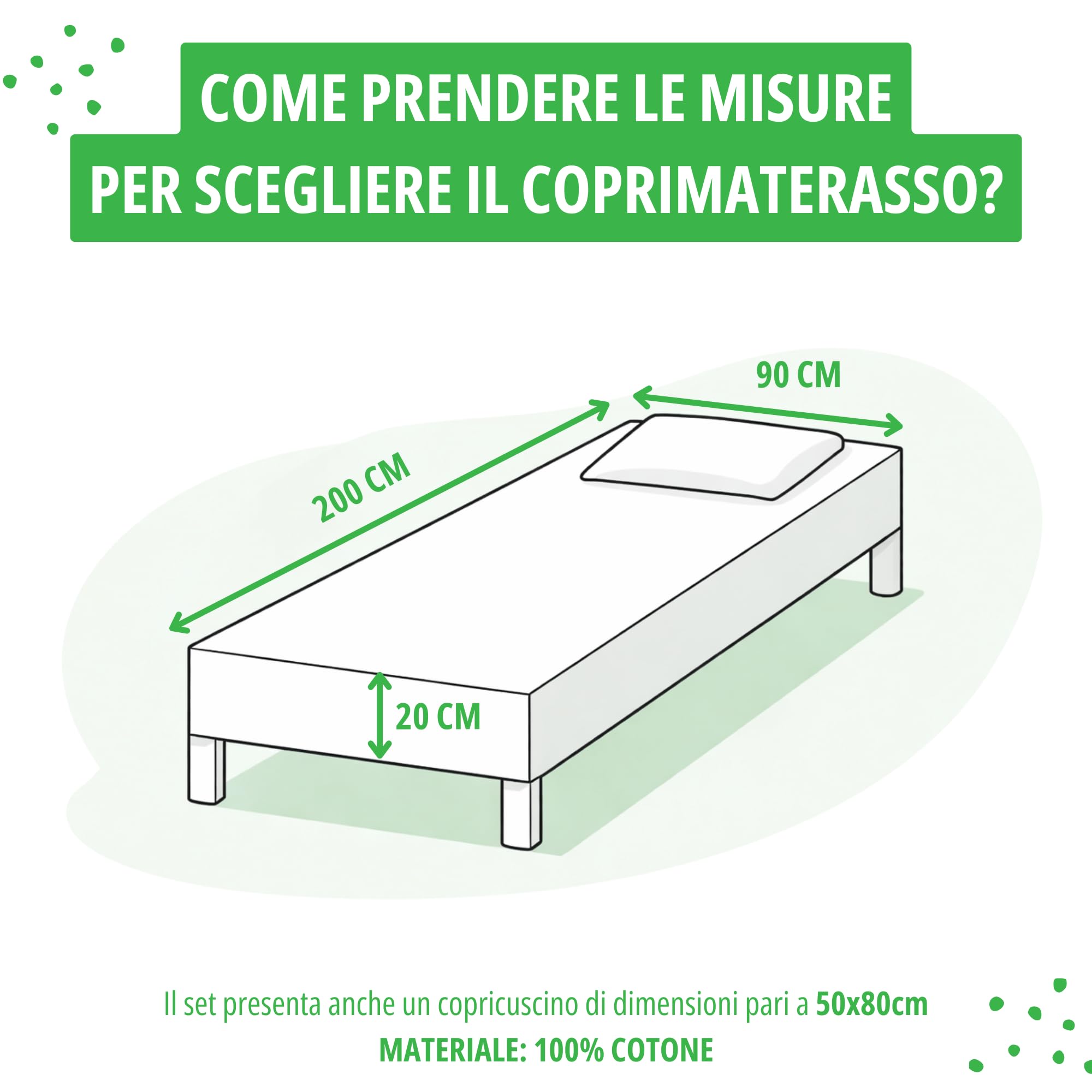 Allergosystem Set Coprimaterasso Antiacaro Singolo Cotone con Cerniera 90x200cm e Copriscuscino Letto 50x80cm - Dispositivo Medico Antiacaro e Anallergico MADE IN ITALY - Linea Cotone | Copriscuscino 50x80cm, Dispositivo Medico, Anallergico, Made in Italy