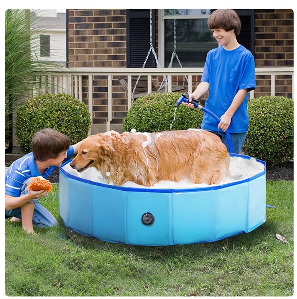 BPS Piscina Plegable para Mascotas Perros 80×20 cm Bañera Portátil de PVC Resistente con Drenaje Ideal para Mascotas BPS-15900