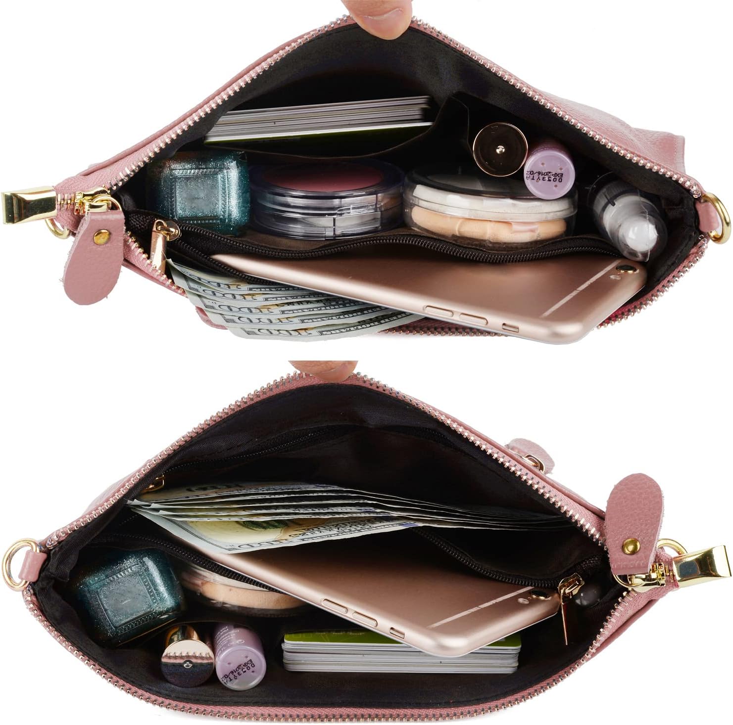 YALUXE Genuine Leather Wristlet Handbags Purses Cell Phone Pocket Clutch Wallet Crossbody Bags for Women - Image 3