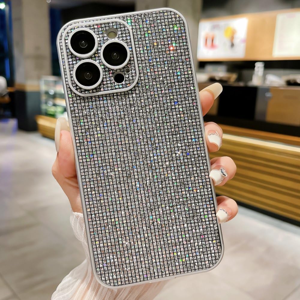 Coque Luxe Flash Diamond iPhone 15 Pro Max Argent Paillettes TPU