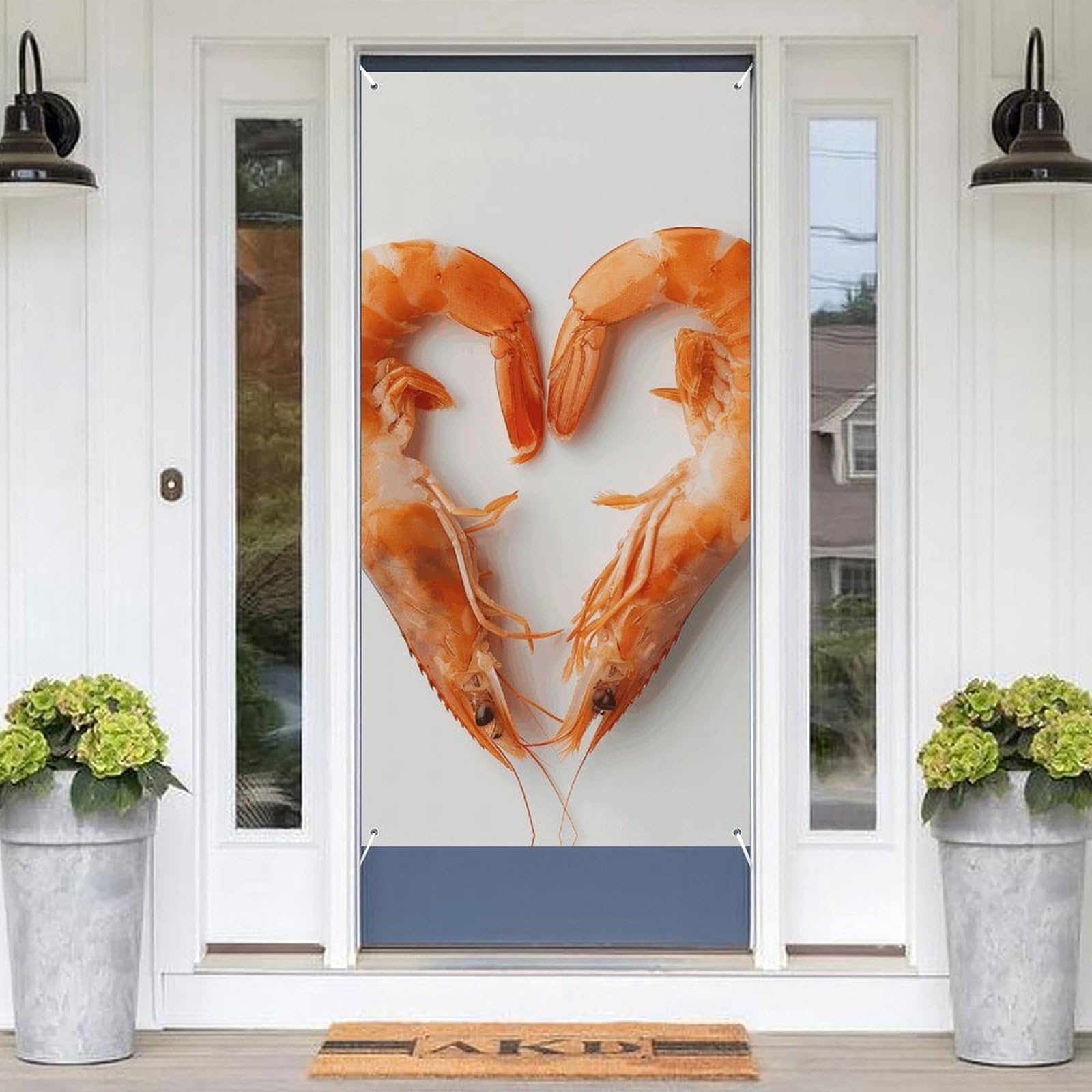 KLOPH Door Cover Decoration Welcome Door Banner Porch Sign Photo Background Doors Curtains for Doorway Privacy Window Curtain Two Red Shrimps Porch Cover Indoor Outdoor Decor 70.9x35.4in