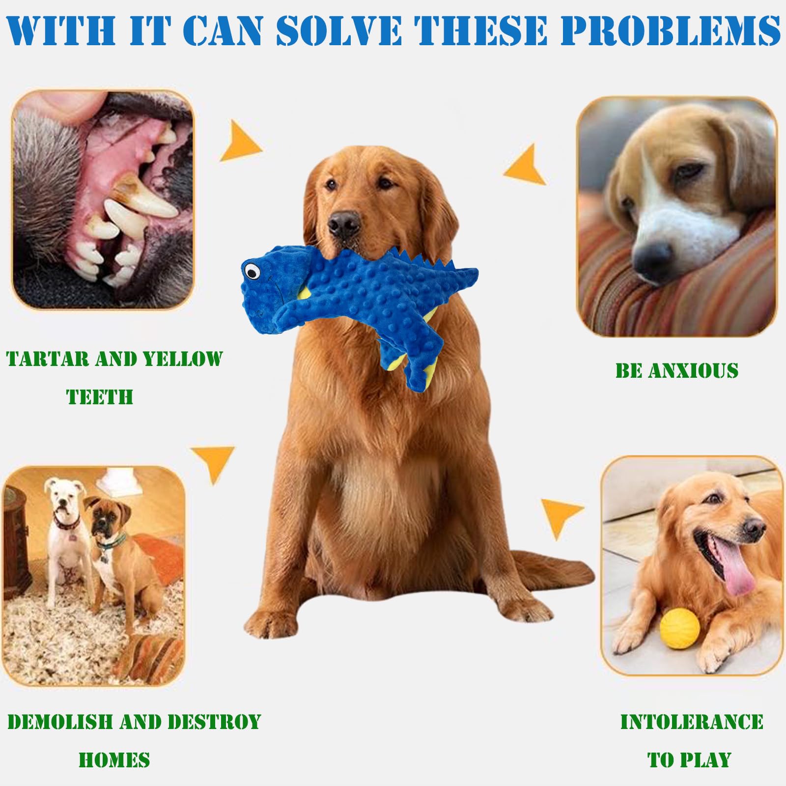 Juguetes para perros sin relleno para masticadores agresivos, juguetes chirriantes arrugados para perros, juguetes masticables duraderos para perros, juguetes de peluche suaves y resistentes,