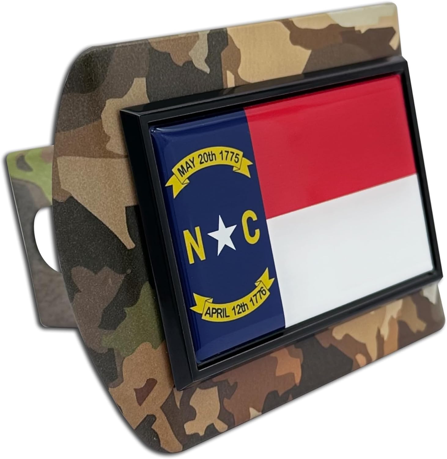 Elektroplate North Carolina State Flag All Metal Woodland Camo Hitch Cover for Trucks and SUVs | Fits Standard 2" Trailer Hitch Receivers | Premium Weatherproof