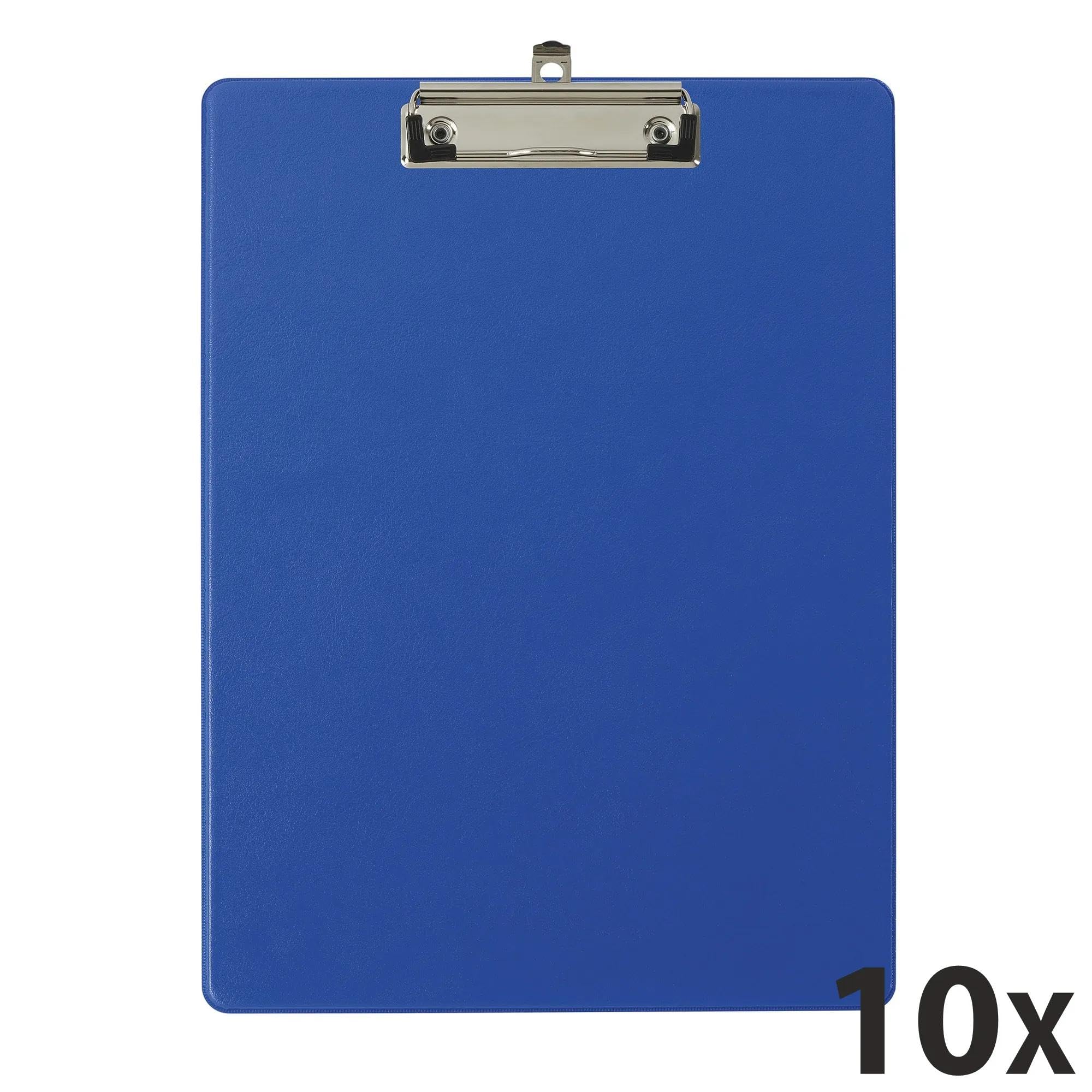 Exacompta - Réf. 19292E - Carton de 10 porte-blocs à pince avec pochette plastique sur le dos - Système d'accroche mural - Dimensions : 23 cm x 32 cm pour document format A4 - Bleu