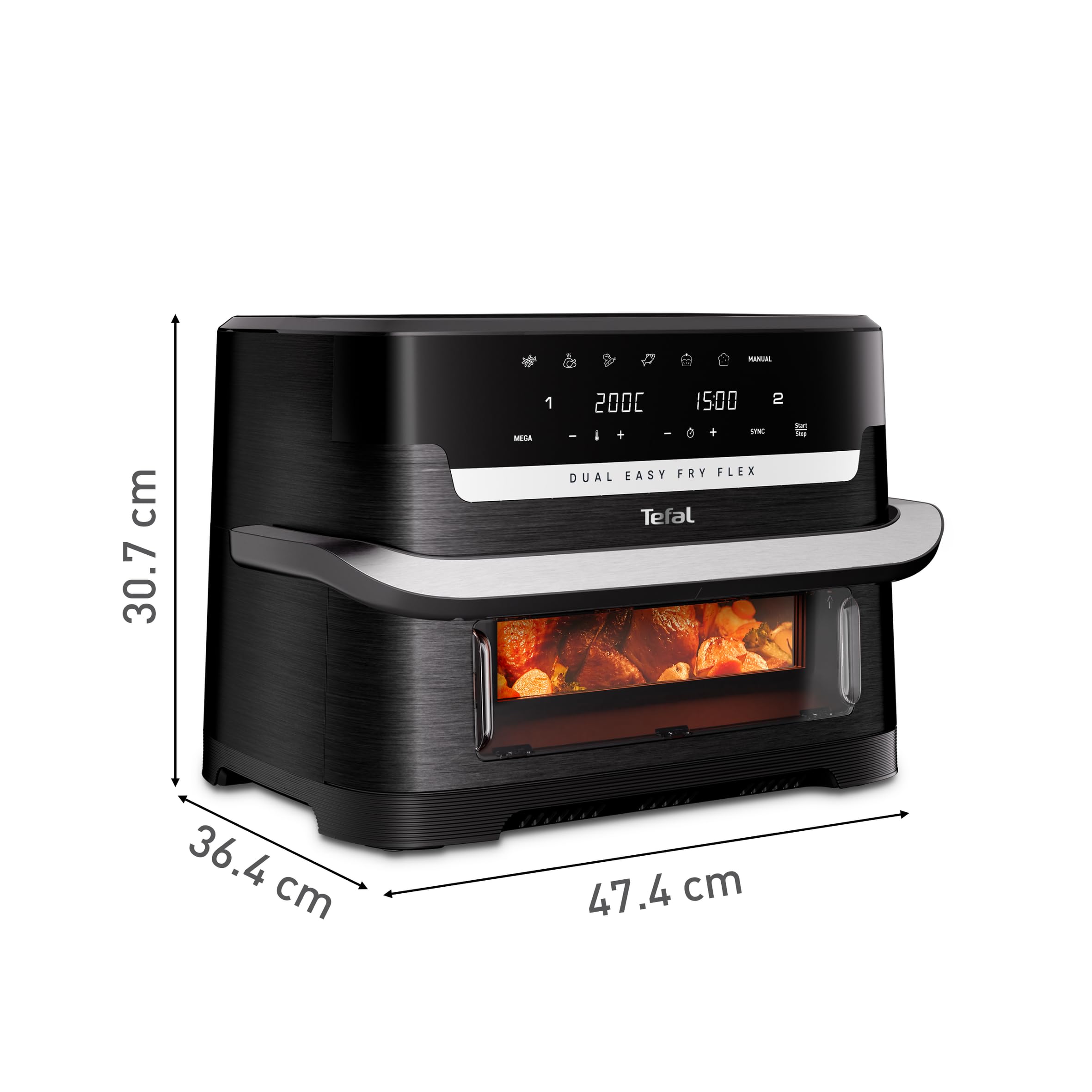 TEFAL EY9228E0 Dual Easy Fry Flex, frytkownica na gorące powietrze, FlexCook, ścianka działowa, 2700W, pojemność 9 l, 7 różnych trybów, 2 niezależne strefy gotowania, czarna,
