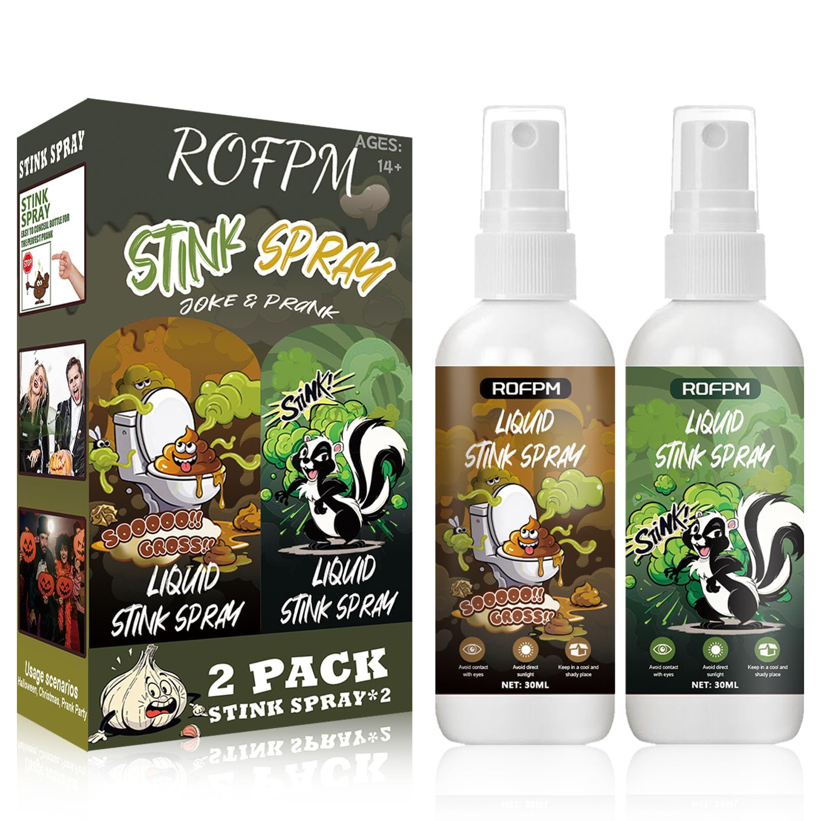 2 SZTUKI Spray do nięcia, spray w płynie do nięcia, malodorant w sprayu do żartów, długi czas trwania potężny zapach pompy, żart zabawka na Halloween