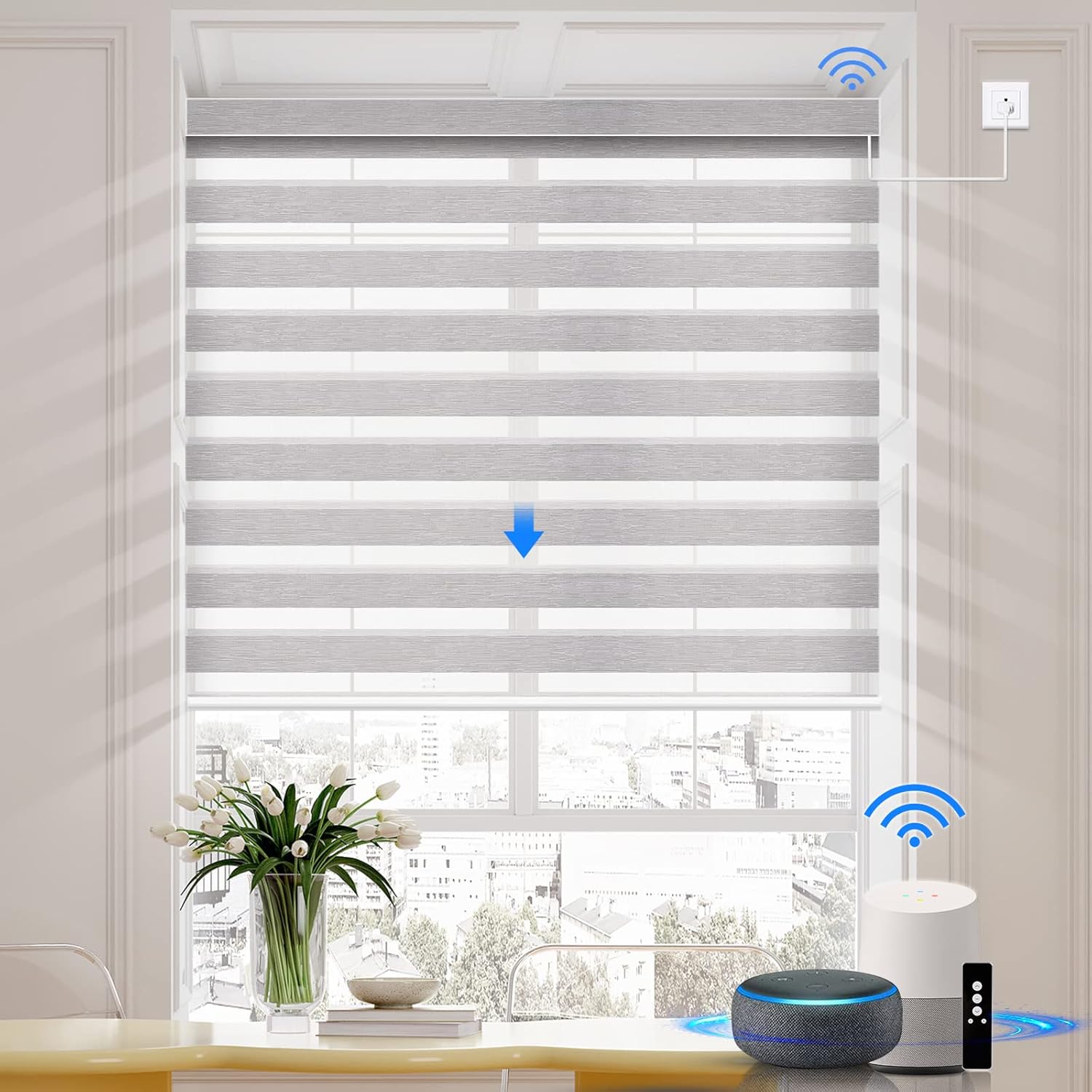 Weffort Motorized Zebra Shades Compatible with HomeKit